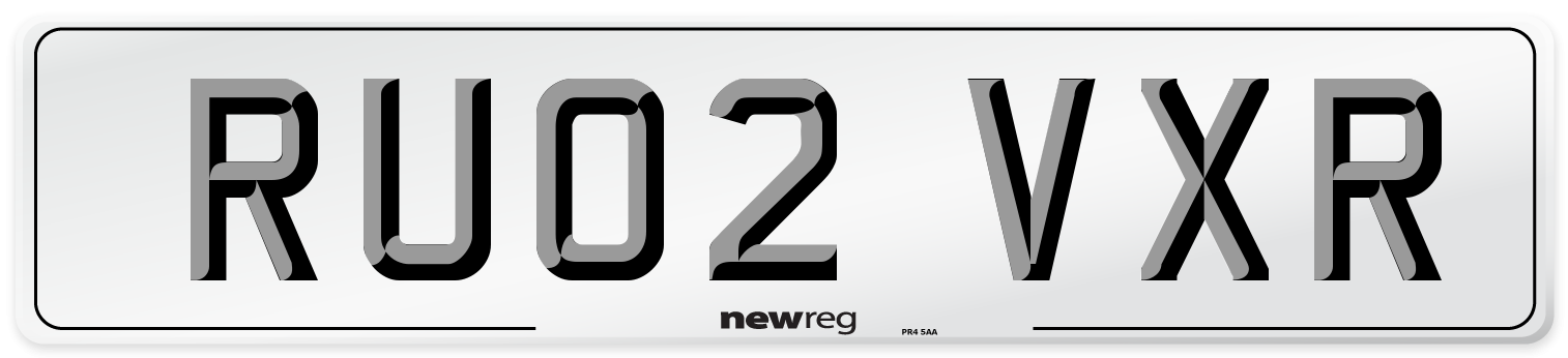 RU02 VXR Number Plate from New Reg